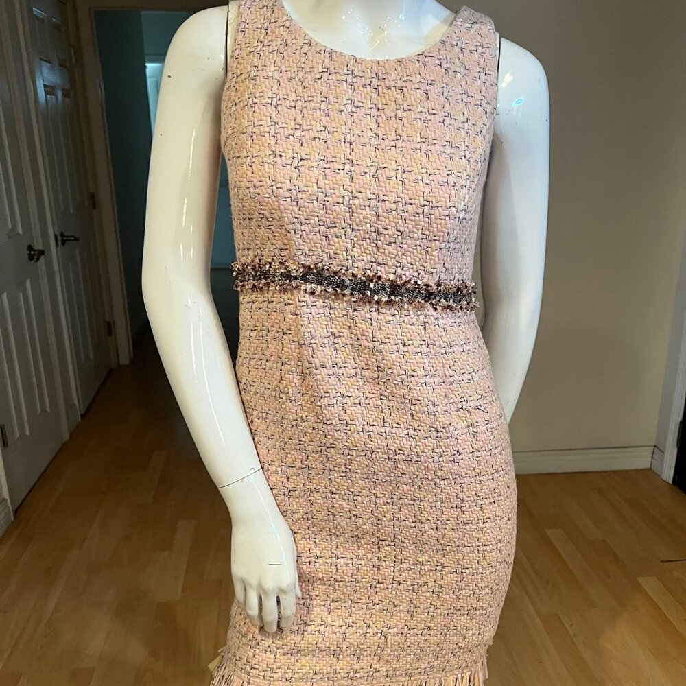 $500 MARIE ELIE PARIS TWEED EMBELLISHED DRESS SIZE FR 36 / 6 US